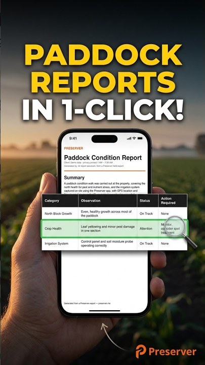 Agriculture — Preserver field evidence report