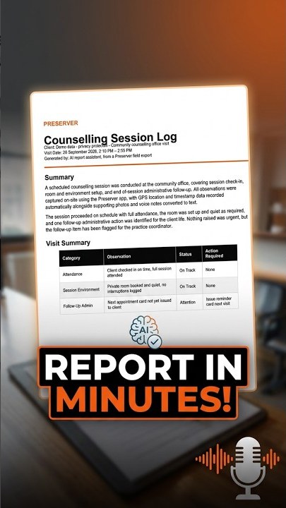 Counsellors — Preserver field evidence report