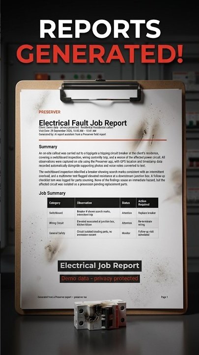 Electricians — Preserver field evidence report