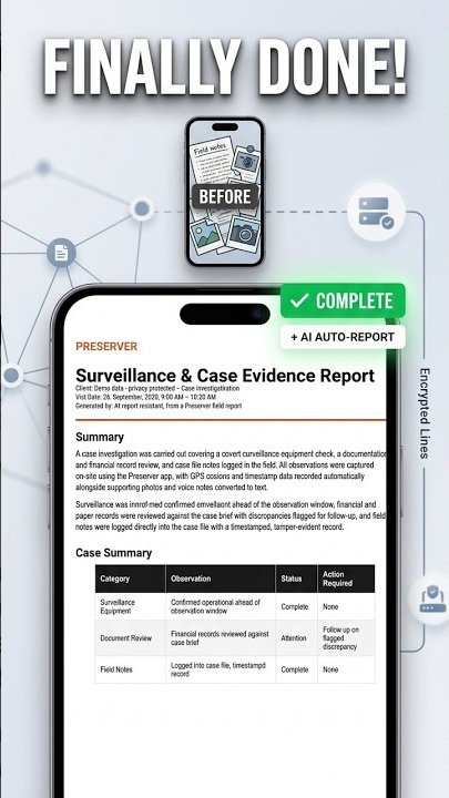 Investigators — Preserver field evidence report