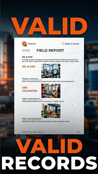 Oil & Gas — Preserver field evidence report